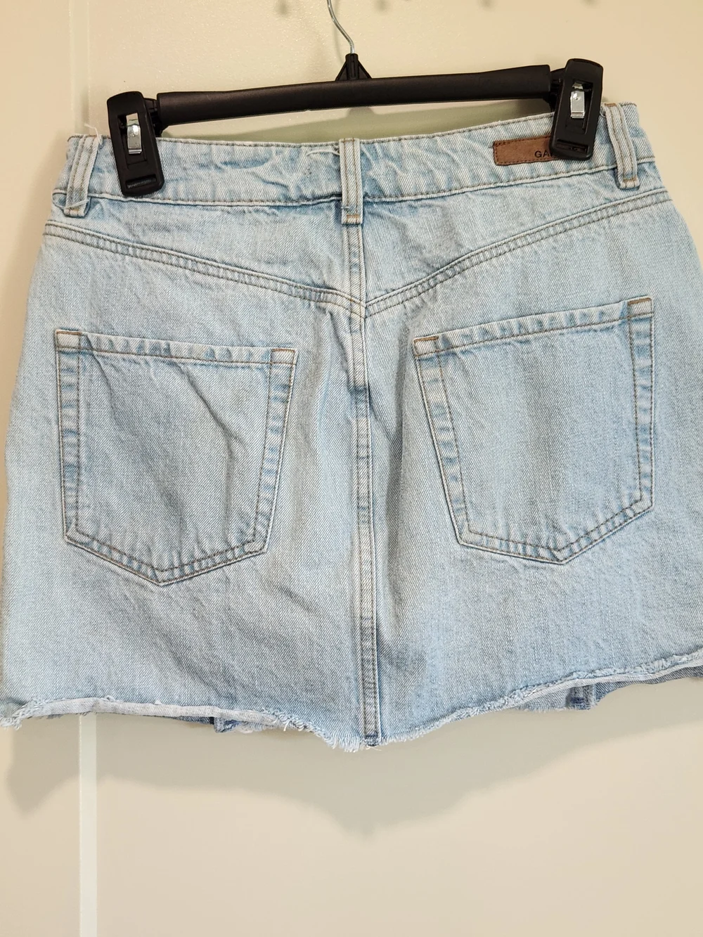 Garage Two Tone Colorblock Denim Patchwork Raw Hem Mini Skirt Size S